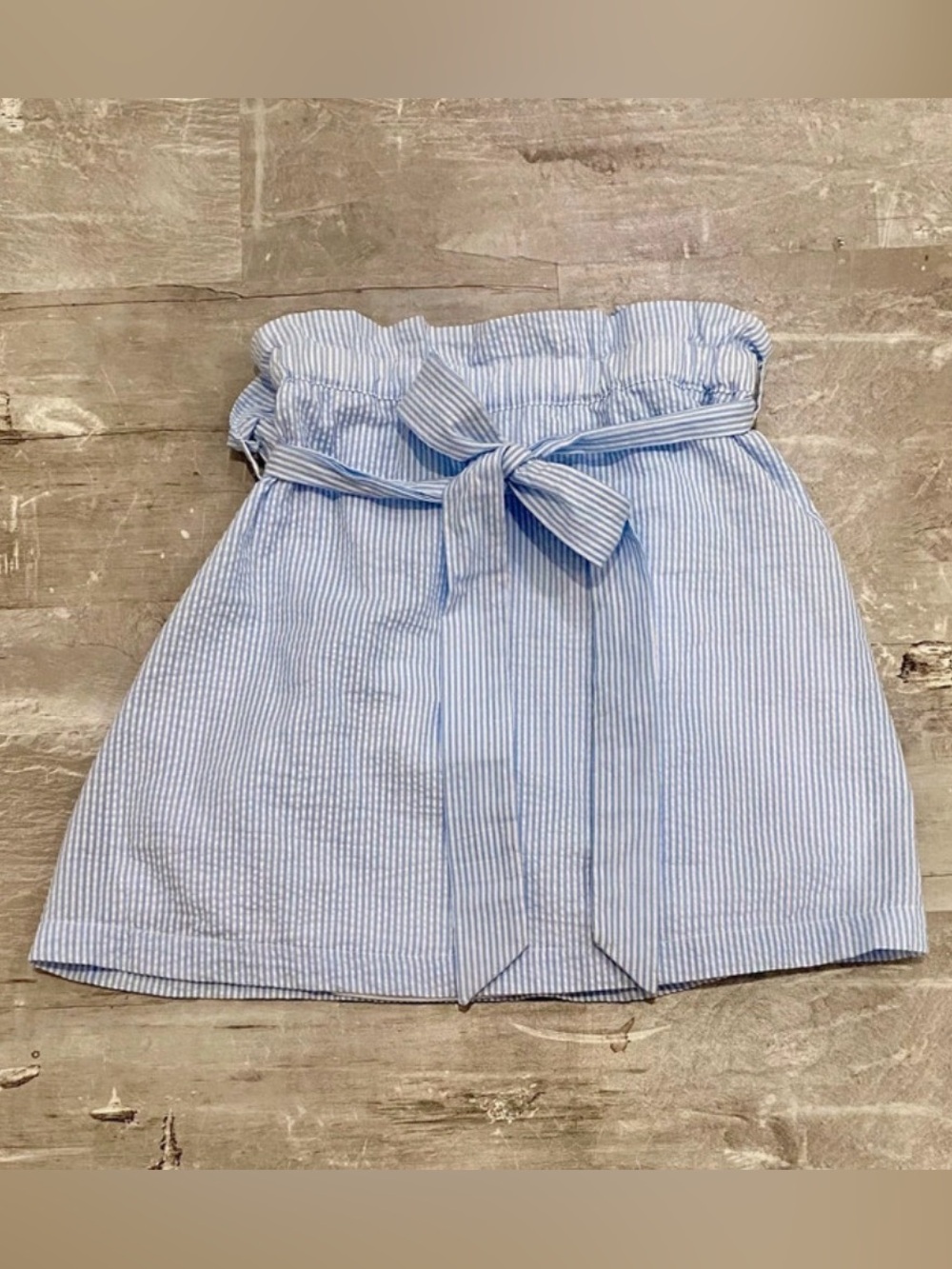 Mud Pie Pinstripe Paperbag Waist Seersucker Skirt Size Small